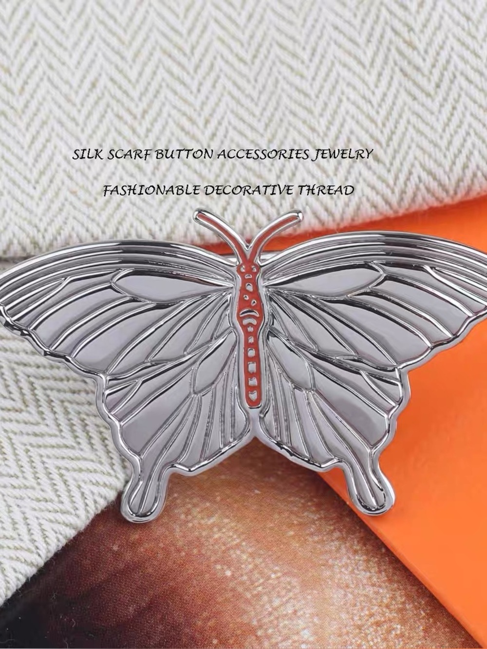 Luxury Silver Butterfly Scarf Ring